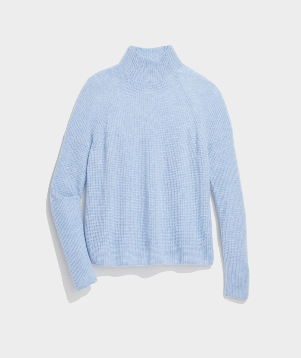 Suéteres Vineyard Vines Seaspun Cashmere Waffle Mock Neck Sueter Azules | 371024VGA