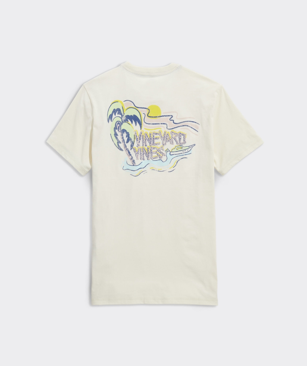 Tees Vineyard Vines Bamboo Vines Corta-Sleeve Dunes Tee Pina Colada Heather | 306791WCQ