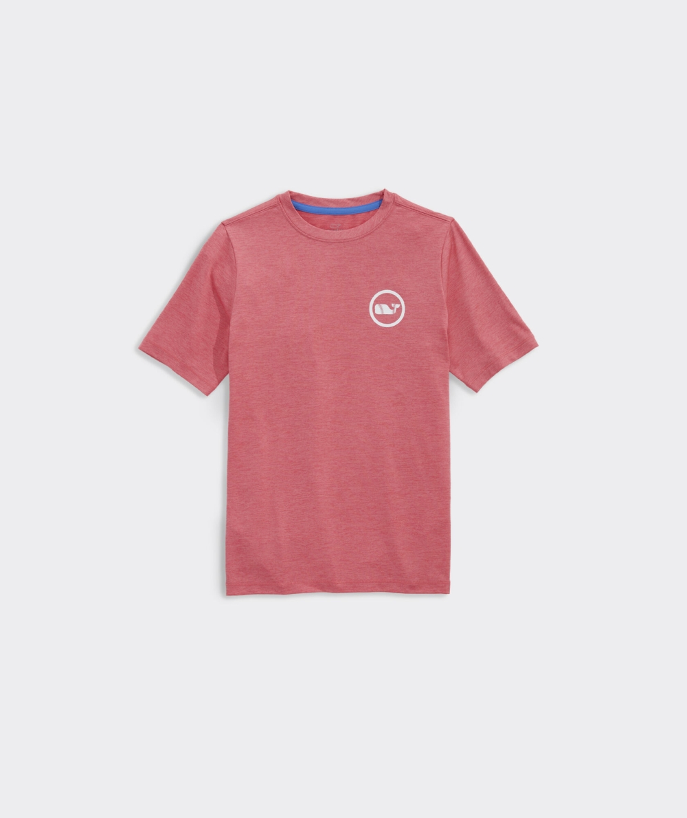 Tees Vineyard Vines Baseball Whale Flag Corta-Sleeve Harbor Performance Tee Rojos | 268715BPS