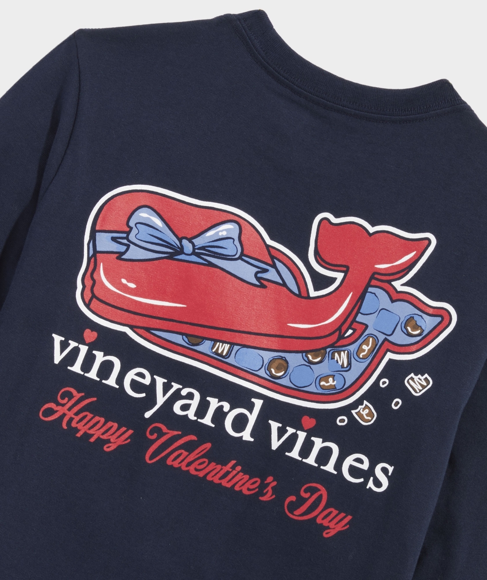 Tees Vineyard Vines Chocolate Whale Box Long-Sleeve Pocket Tee Azul Marino | 596327YXC