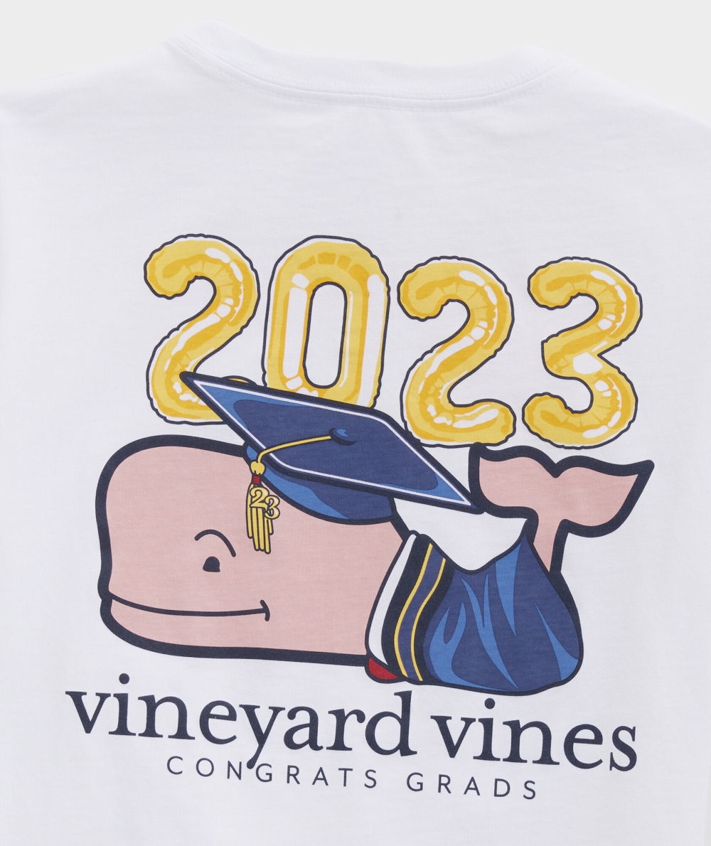 Tees Vineyard Vines Graduation Whale Corta-Sleeve Pocket Tee Blancos | 173825IOU