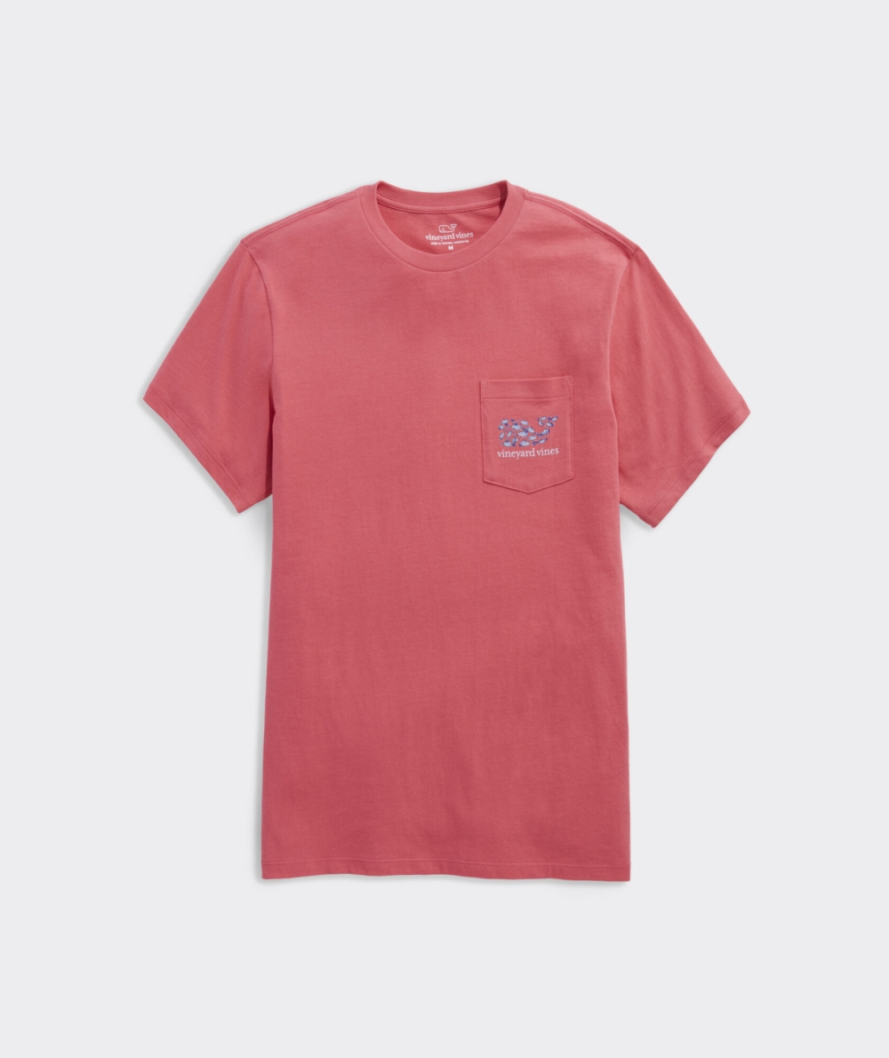 Tees Vineyard Vines Harbour Fish Whale Corta-Sleeve Pocket Tee Rojos | 642153GPV