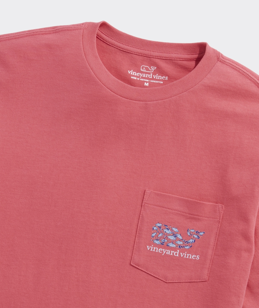 Tees Vineyard Vines Harbour Fish Whale Corta-Sleeve Pocket Tee Rojos | 642153GPV