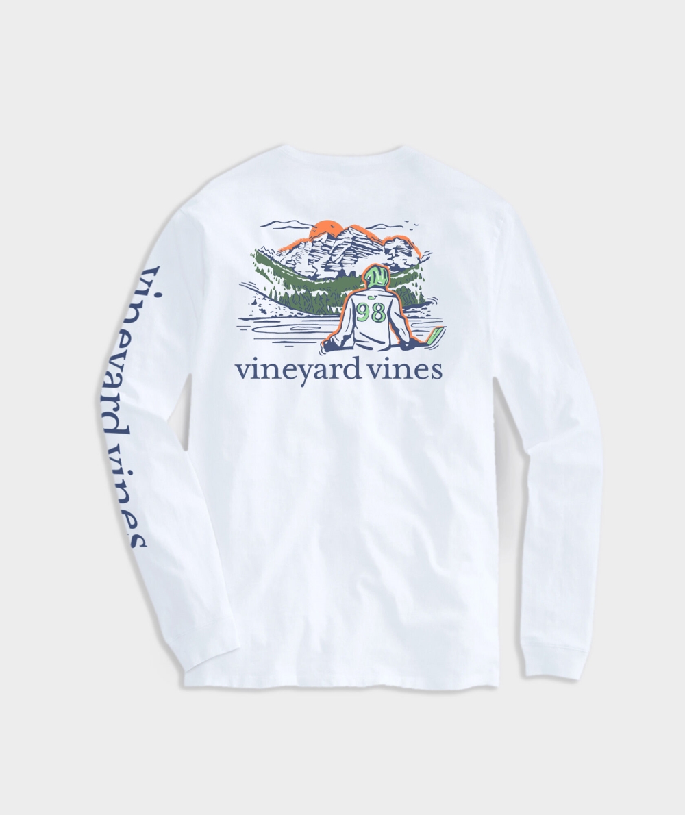 Tees Vineyard Vines Hockey Pond Long-Sleeve Pocket Tee Blancos | 869321VAF