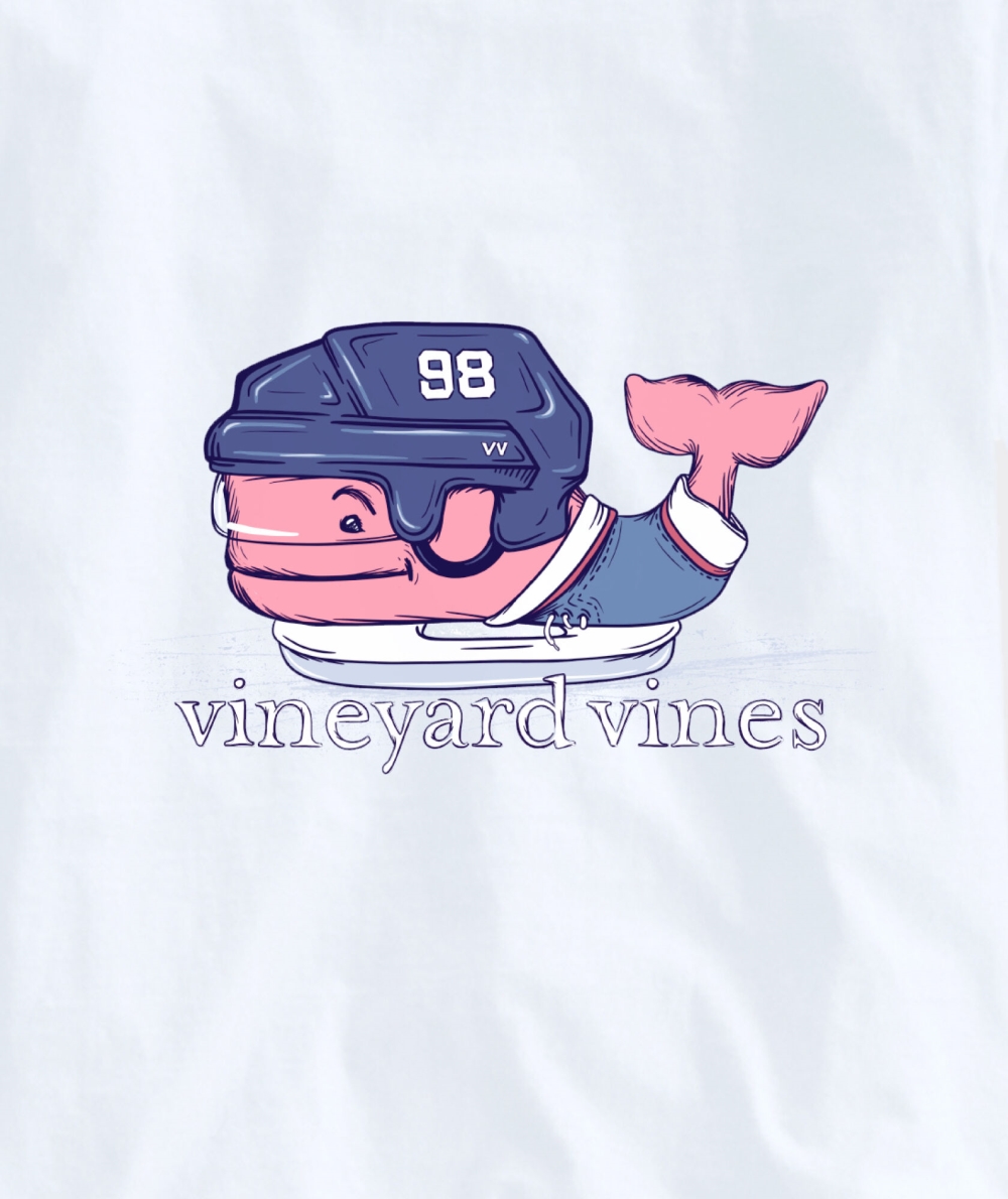 Tees Vineyard Vines Ice Hockey Whale Long-Sleeve Pocket Tee Blancos | 489325LAU