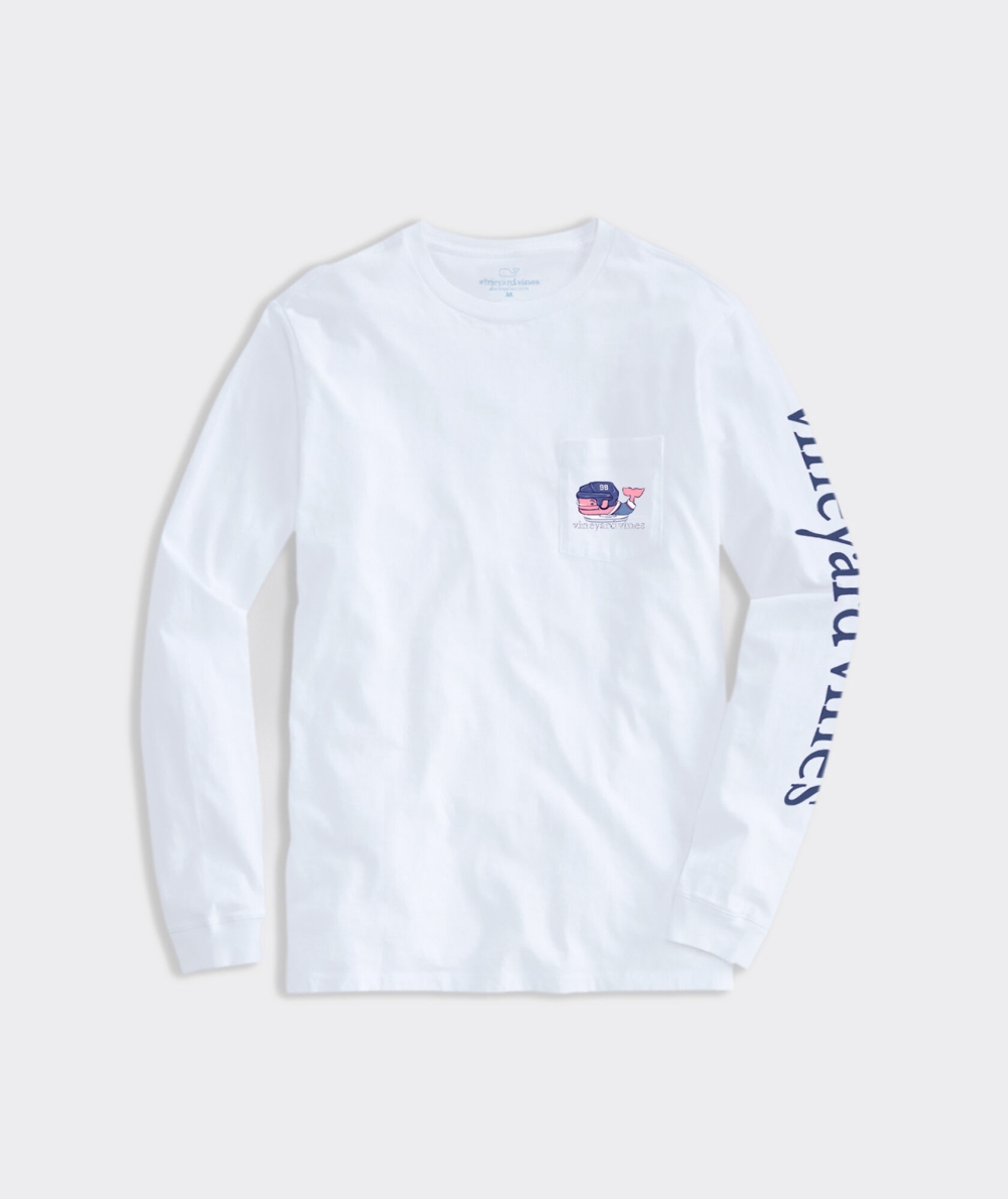 Tees Vineyard Vines Ice Hockey Whale Long-Sleeve Pocket Tee Blancos | 489325LAU