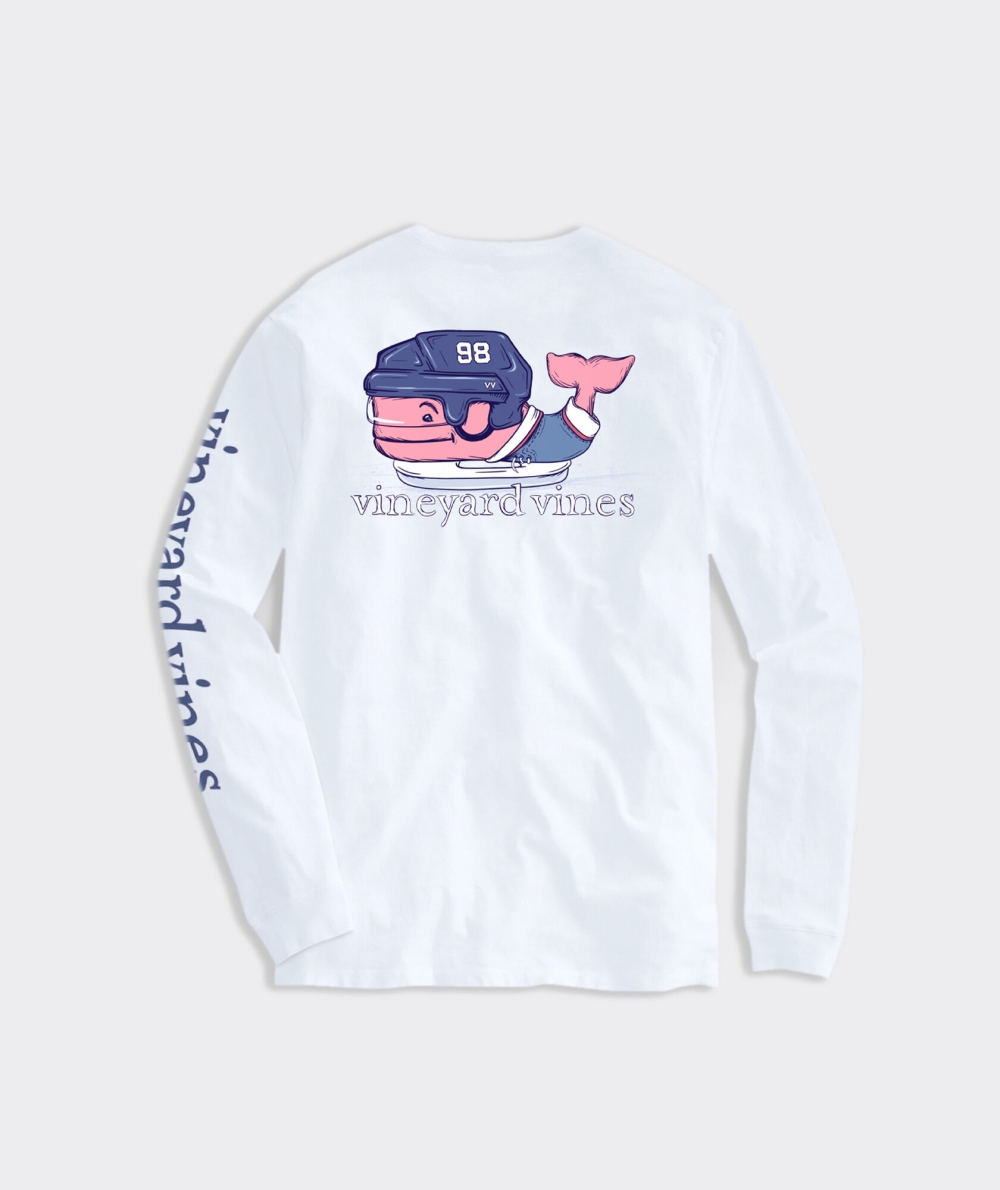 Tees Vineyard Vines Ice Hockey Whale Long-Sleeve Pocket Tee Blancos | 489325LAU