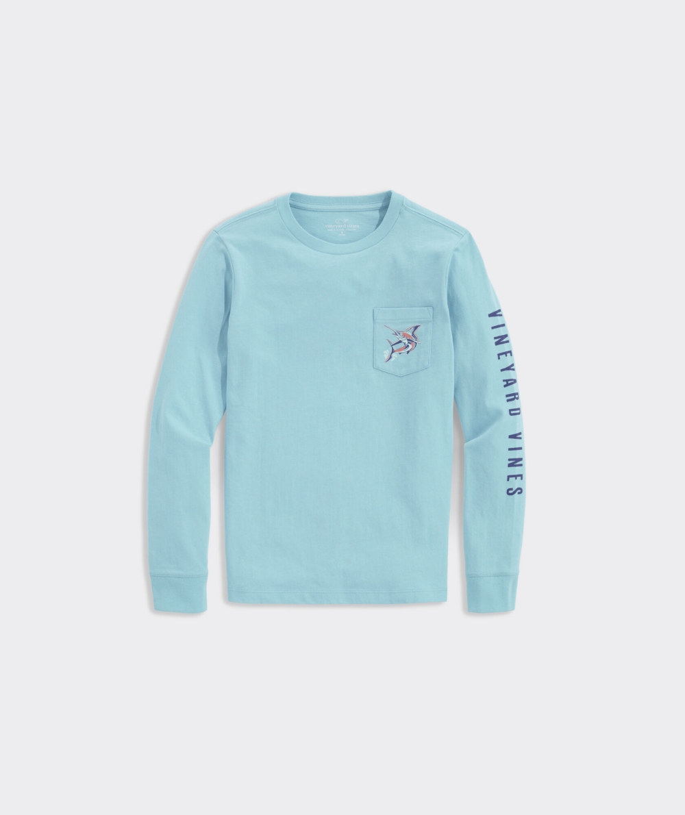 Tees Vineyard Vines Jumping Marlin Long-Sleeve Pocket Tee Sea Grove | 803952VWJ