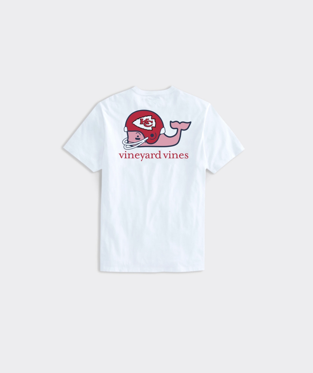 Tees Vineyard Vines Kansas City Chiefs Helmet Whale Corta-Sleeve Pocket Tee Blancos | 769213YHB