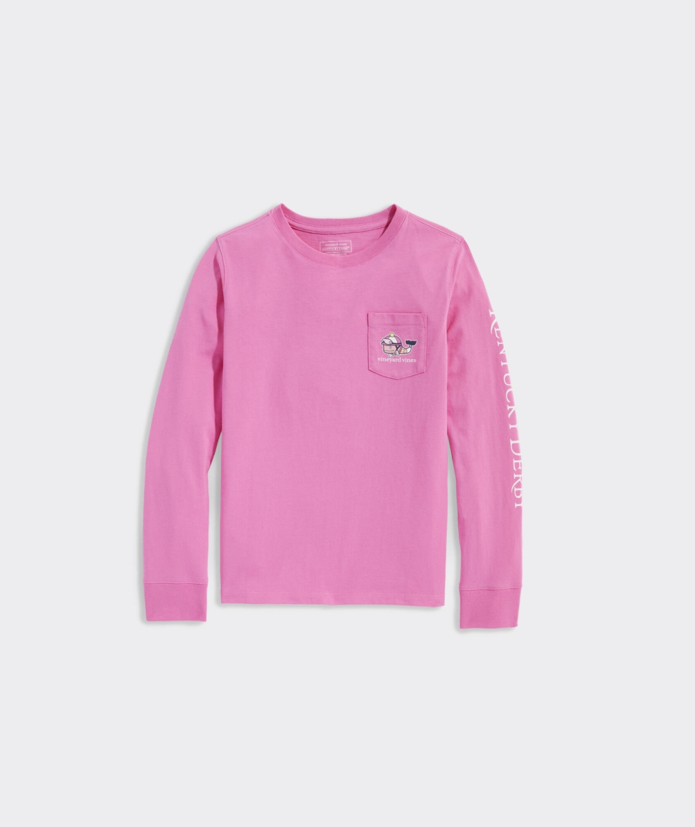 Tees Vineyard Vines Kentucky Derby Jockey Whale Long-Sleeve Pocket Tee Paradise Punch | 471986KRS