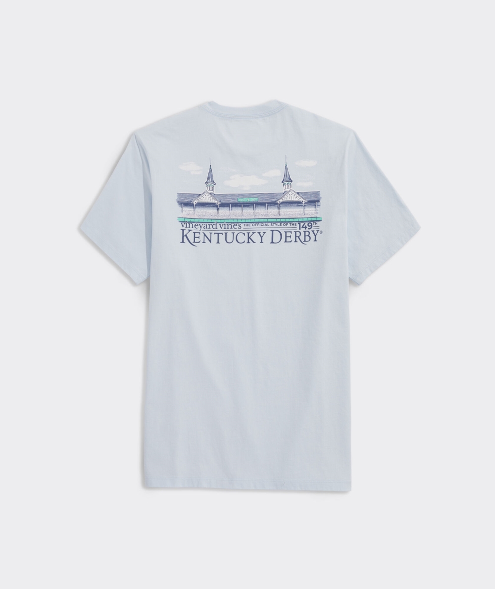 Tees Vineyard Vines Kentucky Derby Painted Spires Corta-Sleeve Tee Ice Water | 469150MDU