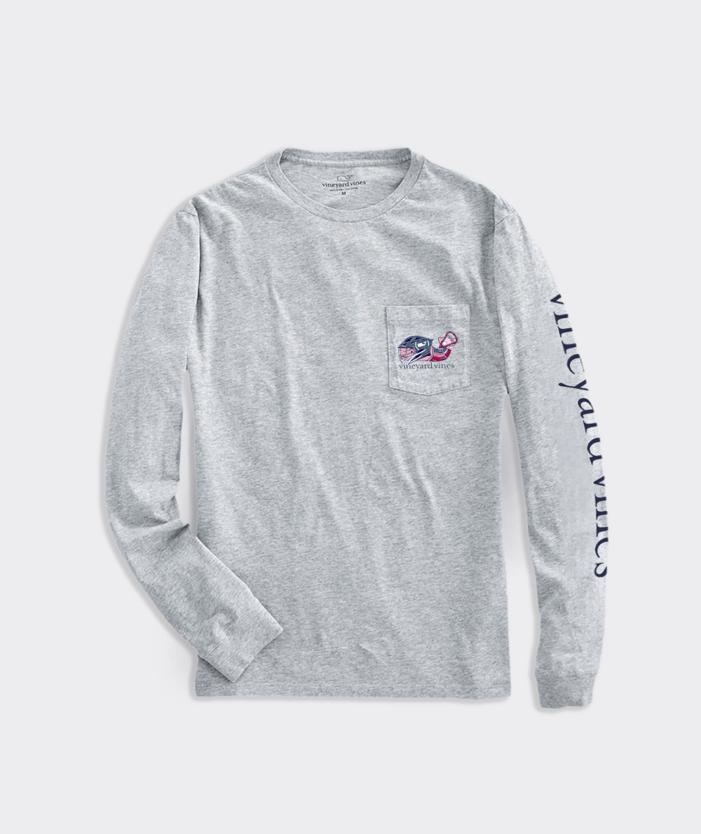 Tees Vineyard Vines LAX Whale Long-Sleeve Pocket Tee Grises | 436528MTV