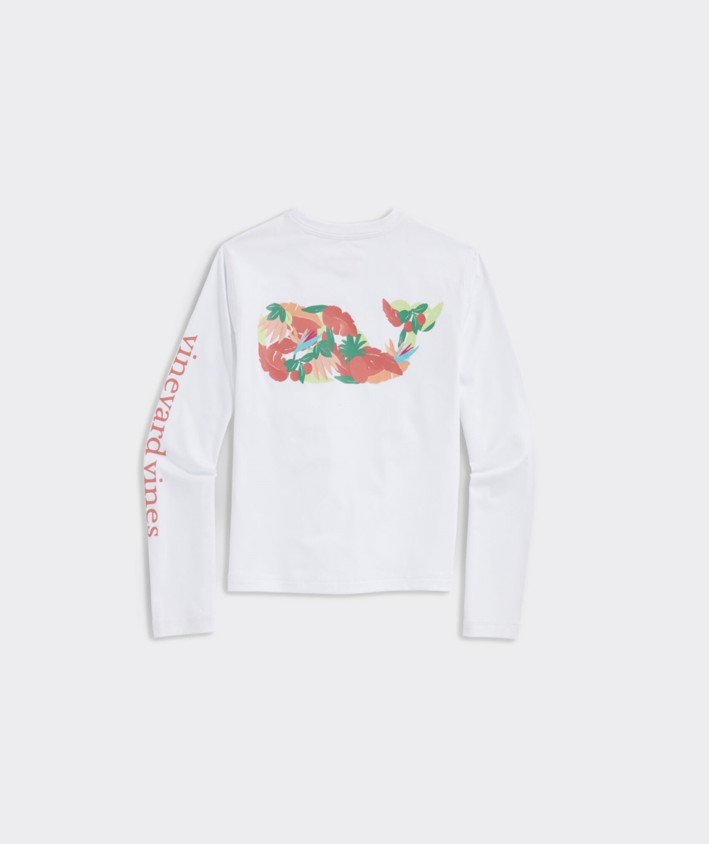 Tees Vineyard Vines La Palmeraie Whale Long-Sleeve Swim Shirt Blancos | 648903TRX