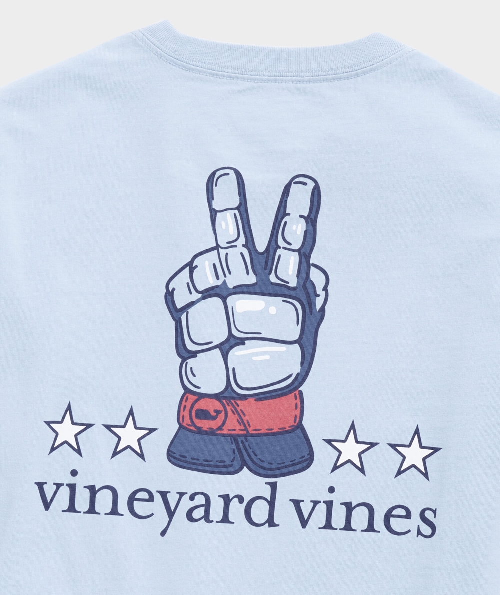 Tees Vineyard Vines Lacrosse Glove Peace Sign Long-Sleeve Pocket Tee Azules | 382507DCA