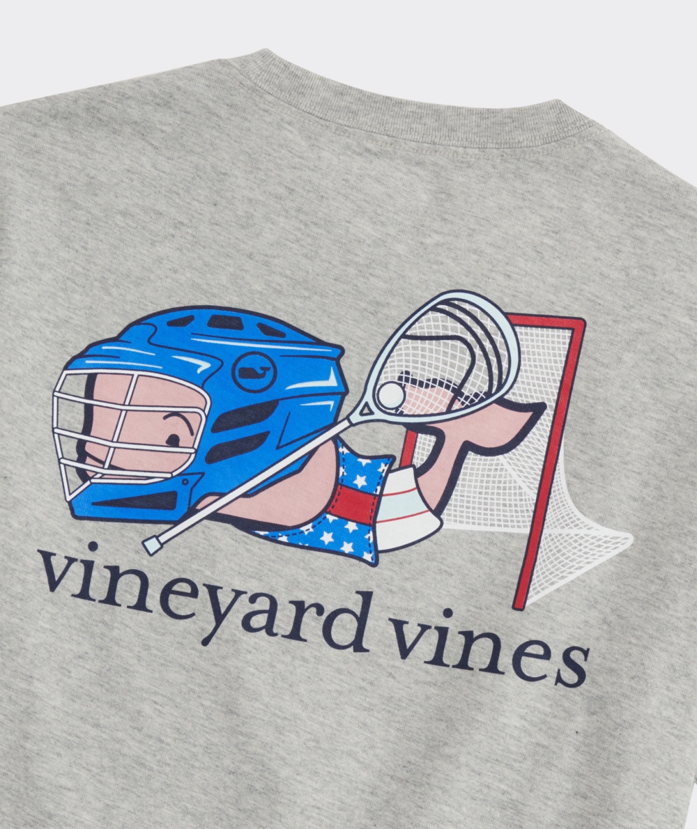 Tees Vineyard Vines Lacrosse Goalie Whale Corta-Sleeve Pocket Tee Grises | 927806HQX