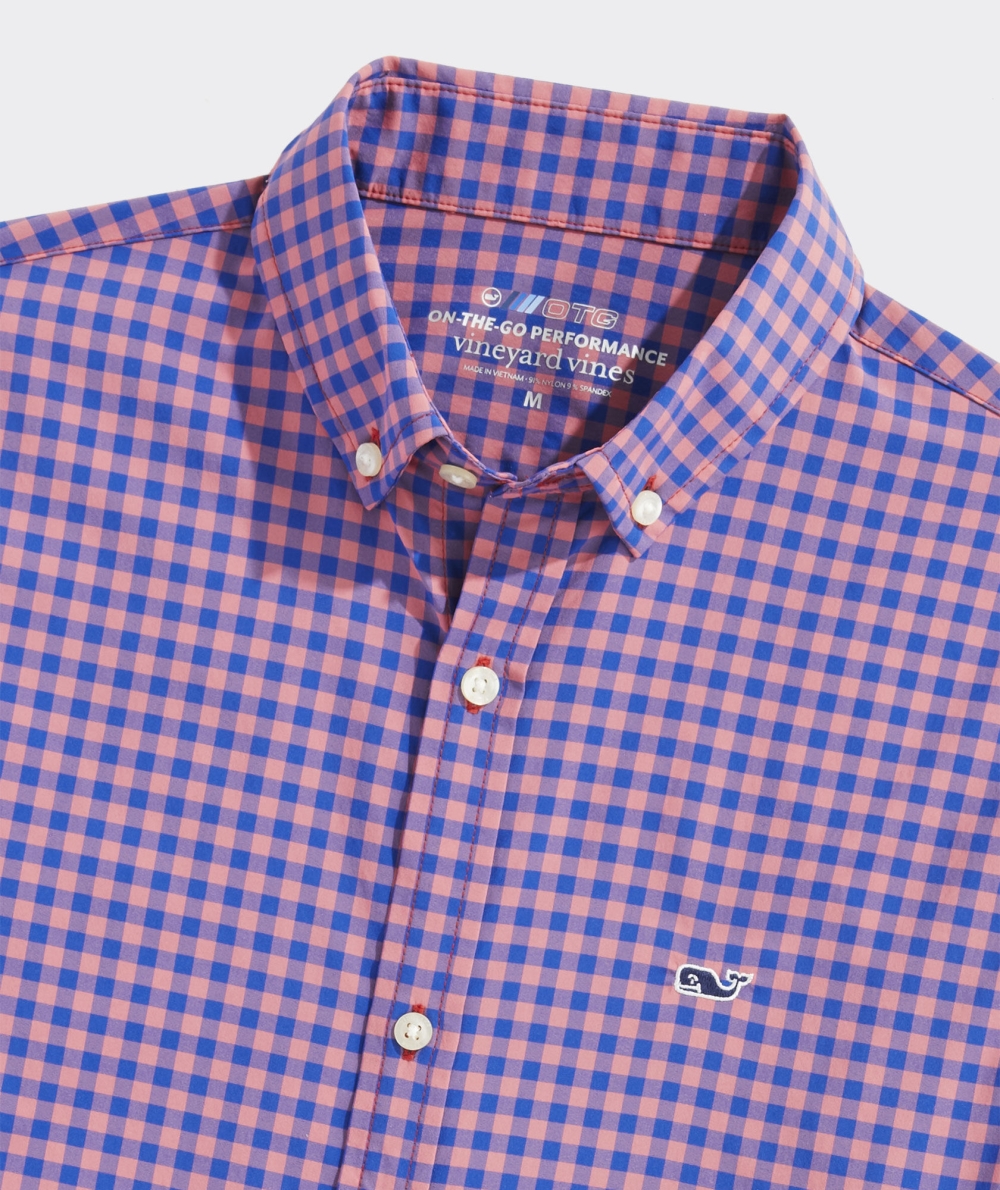 Tees Vineyard Vines On-The-Go Gingham Shirt Lobster Reef | 631847FVC