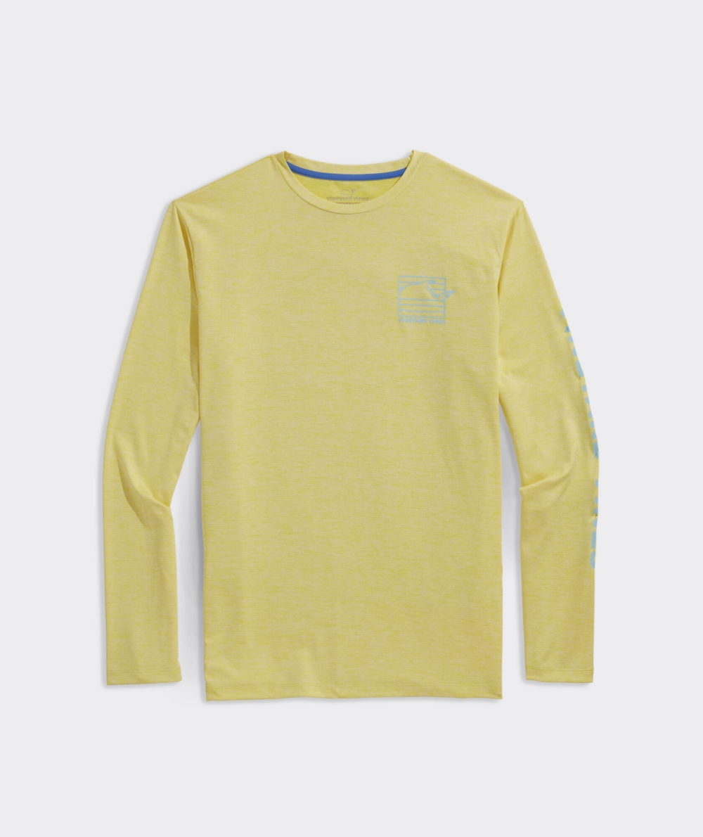 Tees Vineyard Vines Permit Tail Box Long-Sleeve Harbor Performance Tee Sunny | 240179JMX