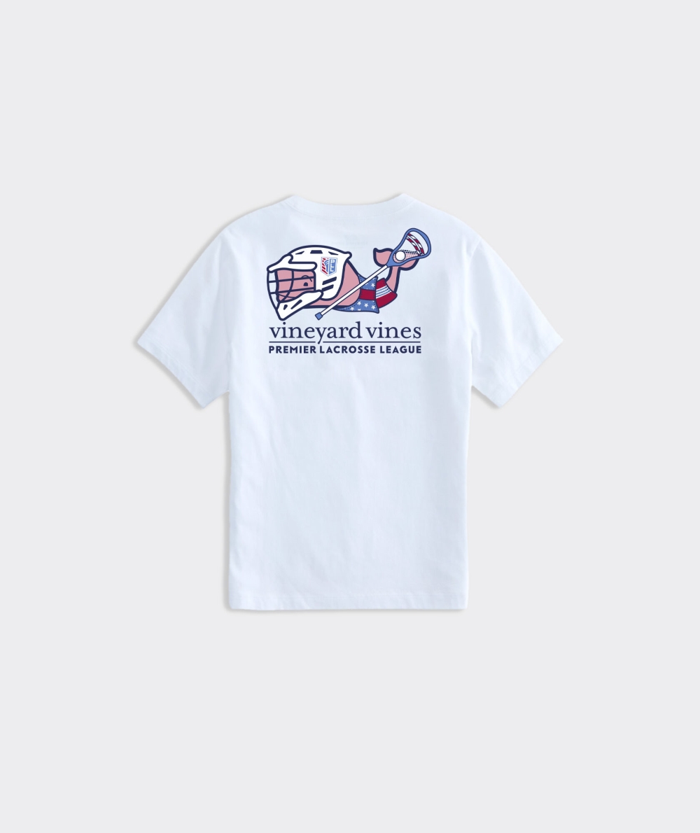 Tees Vineyard Vines Premier Lacrosse League Americana Whale Corta-Sleeve Tee Blancos | 615039ITS