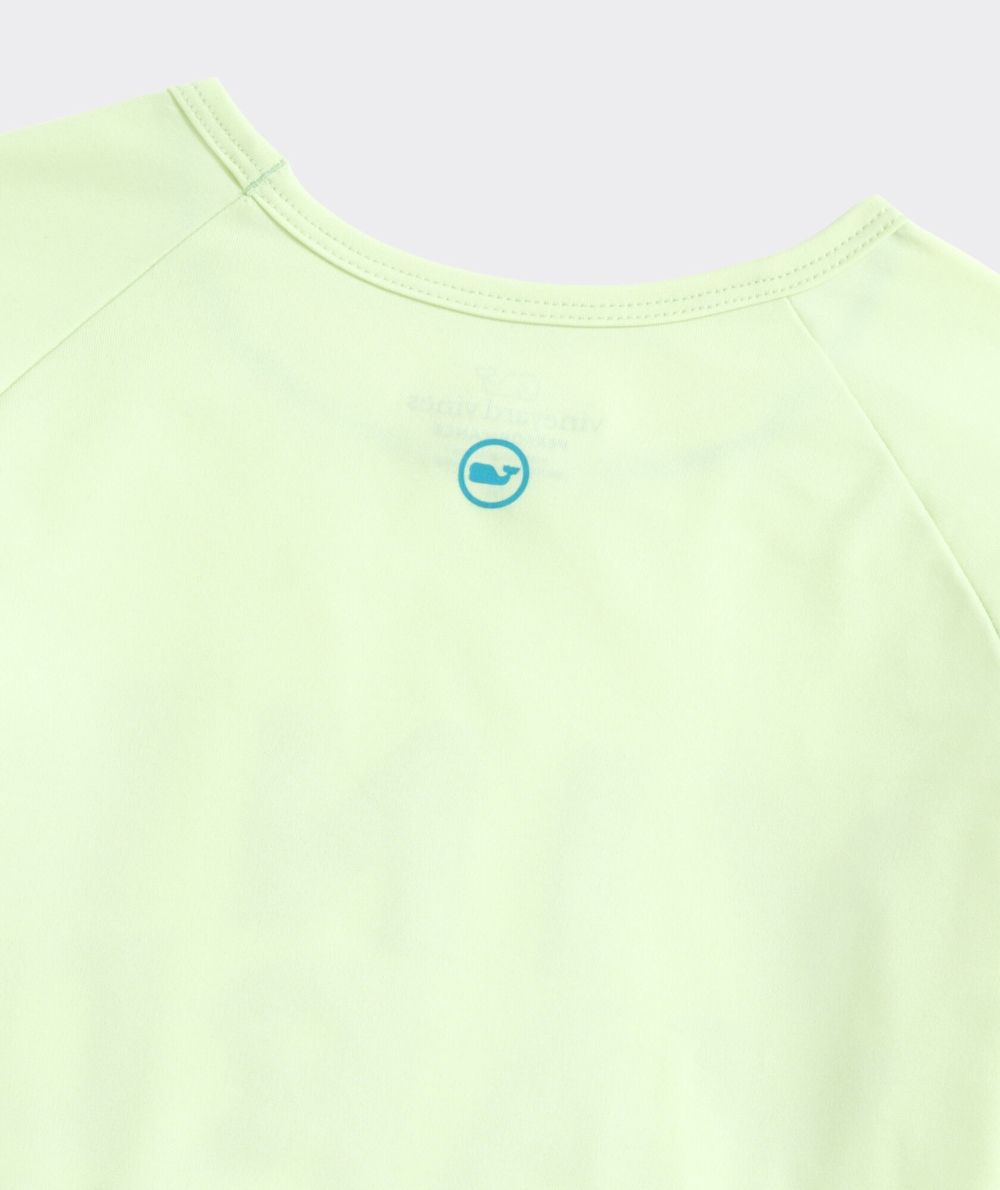 Tees Vineyard Vines Reflective Logo Long-Sleeve Performance Tee Neon Kiwi Heather | 083741OFK