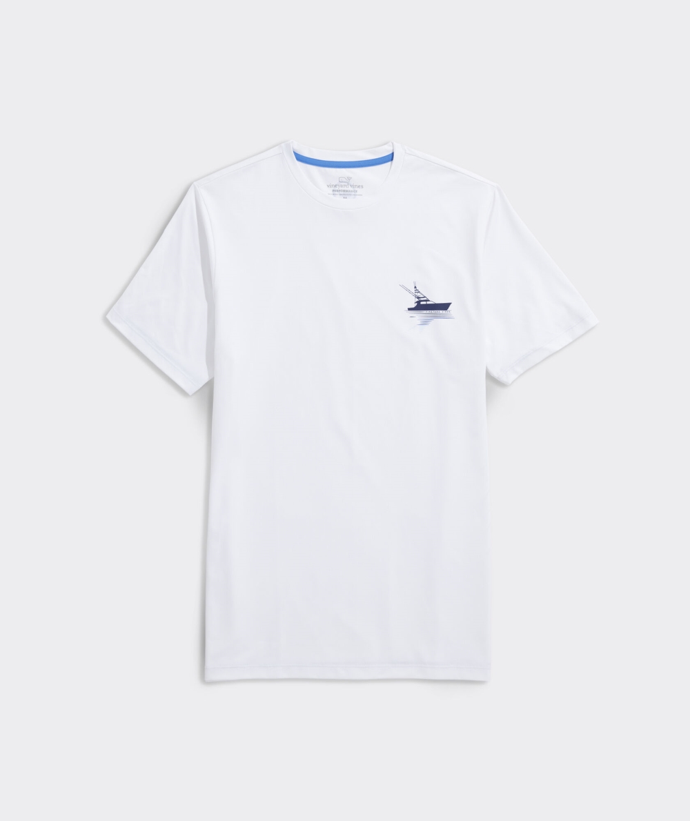 Tees Vineyard Vines Sportfisher Corta-Sleeve Harbor Performance Tee Blancos | 132874ZMT