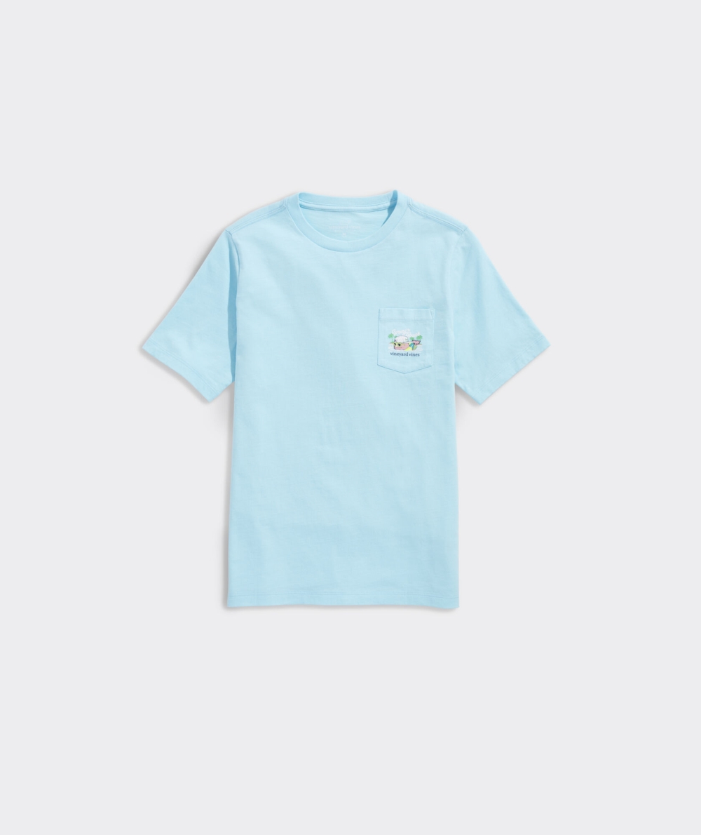 Tees Vineyard Vines Spring Break Whale Corta-Sleeve Pocket Tee Sea Splash | 136058WUQ