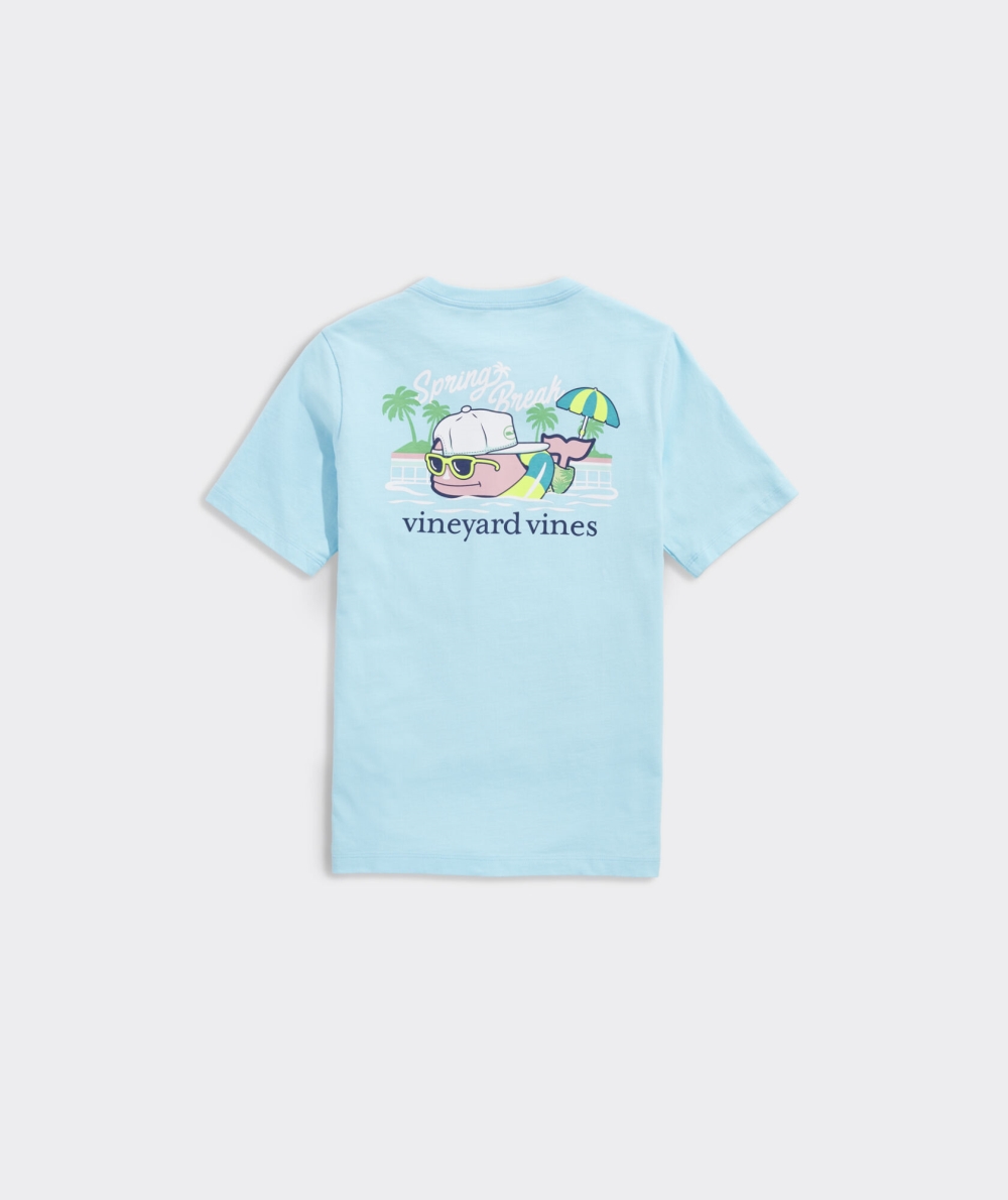 Tees Vineyard Vines Spring Break Whale Corta-Sleeve Pocket Tee Sea Splash | 136058WUQ