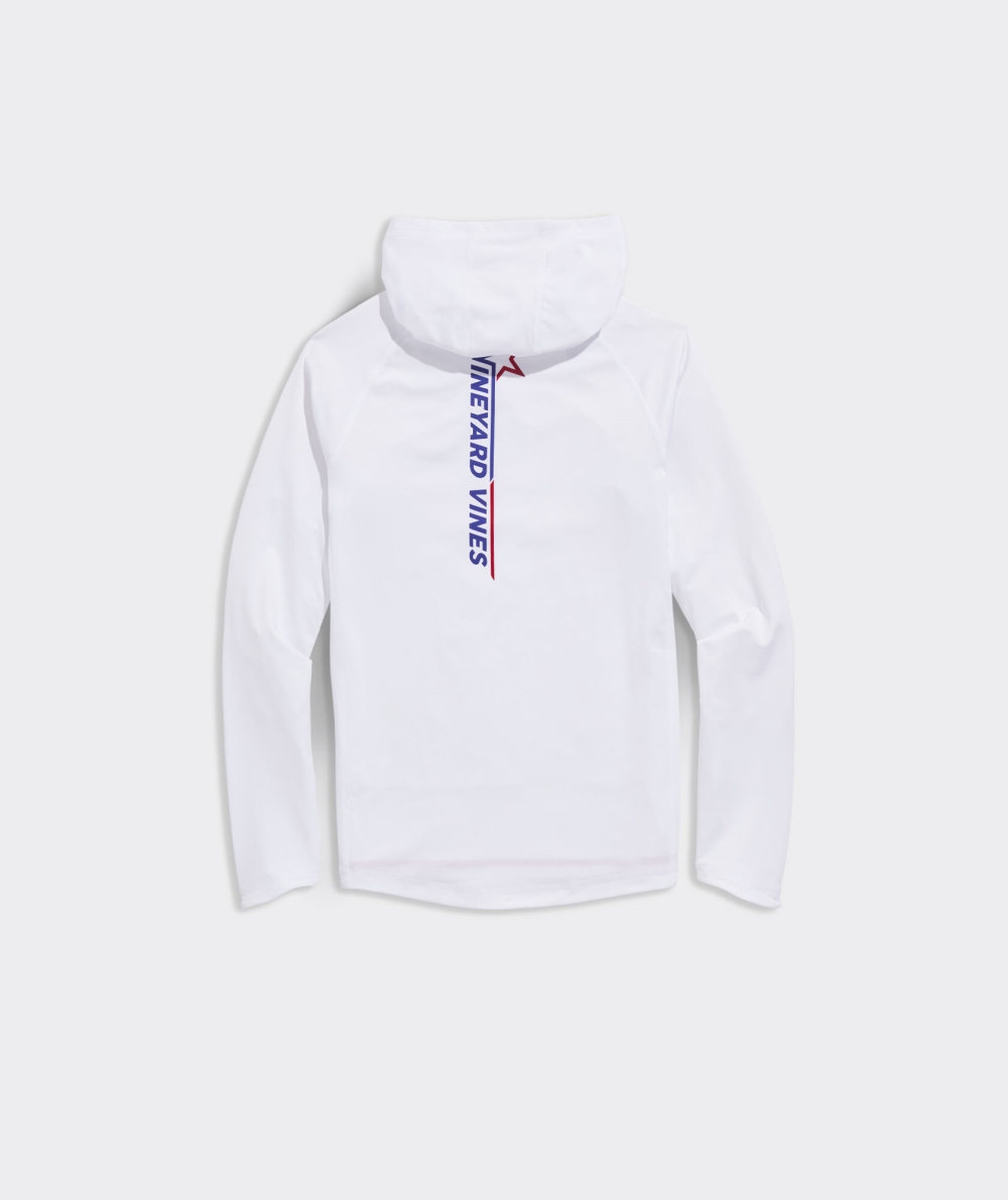 Tees Vineyard Vines VV Star Long-Sleeve Harbor Performance Hoodie Tee Blancos | 801569ENR