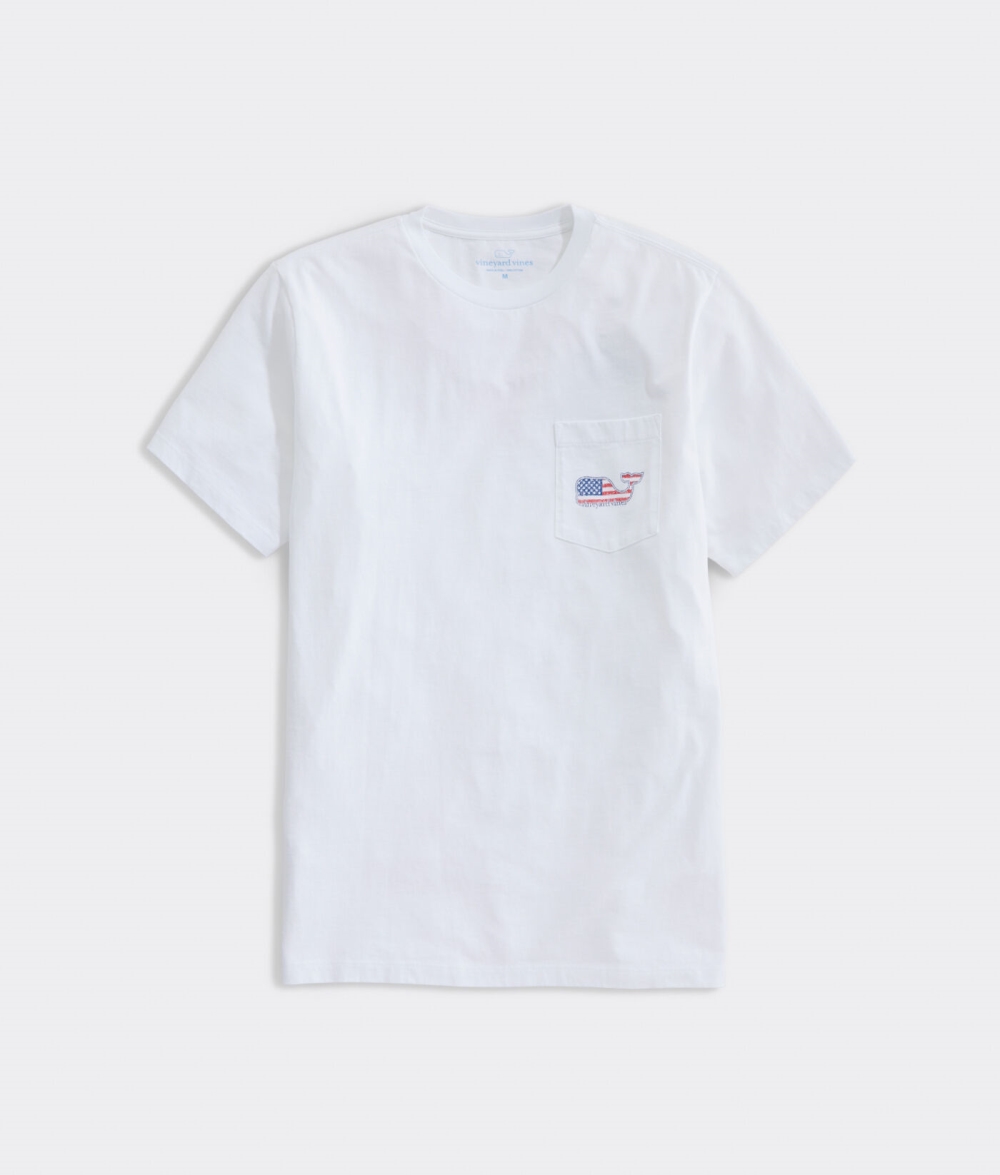 Tees Vineyard Vines vineyard vines Americana Whale Corta-Sleeve Pocket T-Shirt Blancos | 310248VMJ