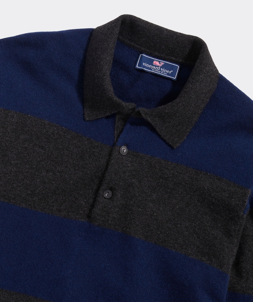 Tops Vineyard Vines Cashmere Rugby Stripe Shirt Azules | 479631IQZ