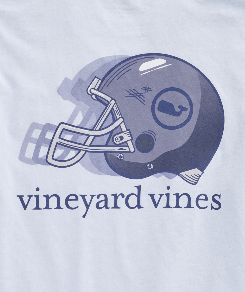 Tops Vineyard Vines Corta-Sleeve Football Helmet Pocket Tee Ancient Water | 780416YGM