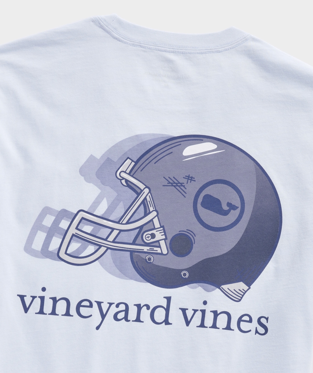 Tops Vineyard Vines Corta-Sleeve Football Helmet Pocket Tee Ancient Water | 780416YGM