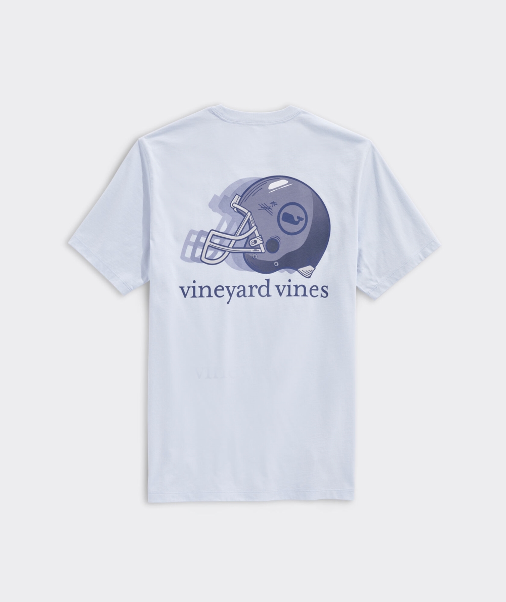 Tops Vineyard Vines Corta-Sleeve Football Helmet Pocket Tee Ancient Water | 780416YGM