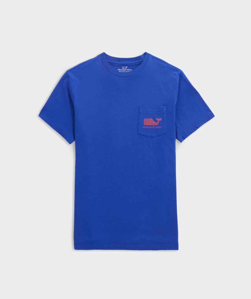 Tops Vineyard Vines In Full Bloom Whale Corta-Sleeve Pocket Tee Azules | 867104CGF