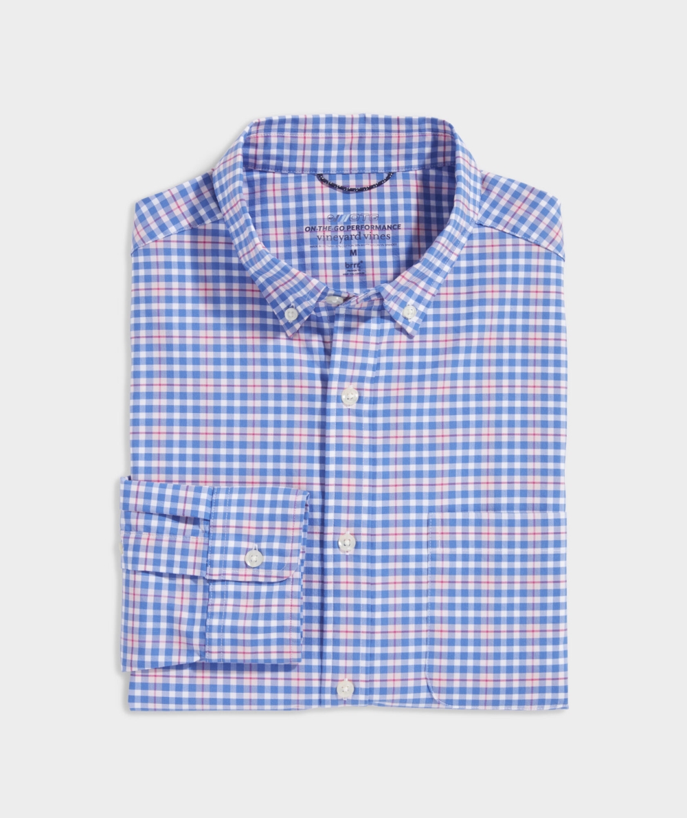 Tops Vineyard Vines On-The-Go brrrº Plaid Shirt Rosas | 680295IMG