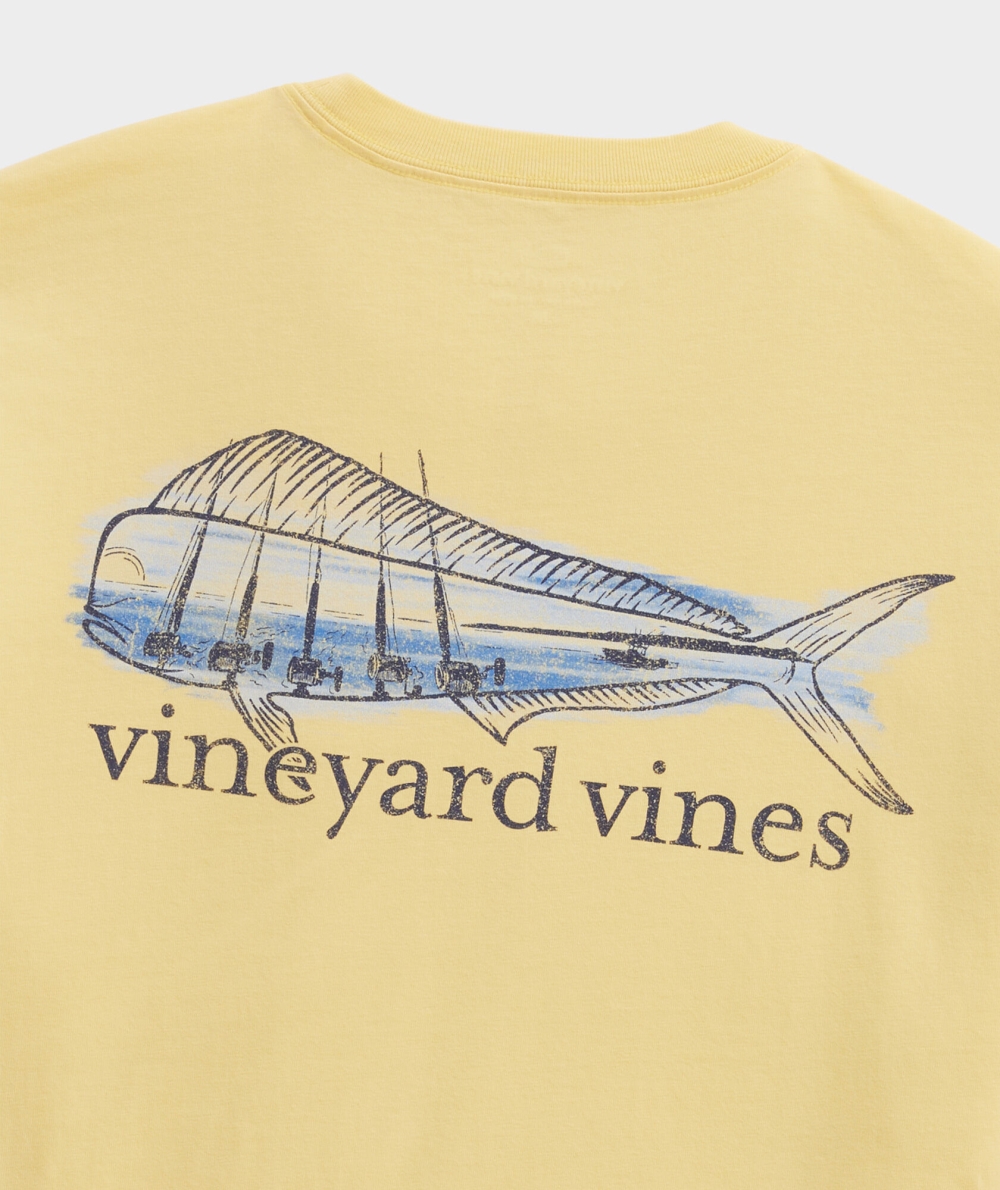 Tops Vineyard Vines Painted Mahi Fishing Corta-Sleeve Pocket Tee Sunny | 470269UPN