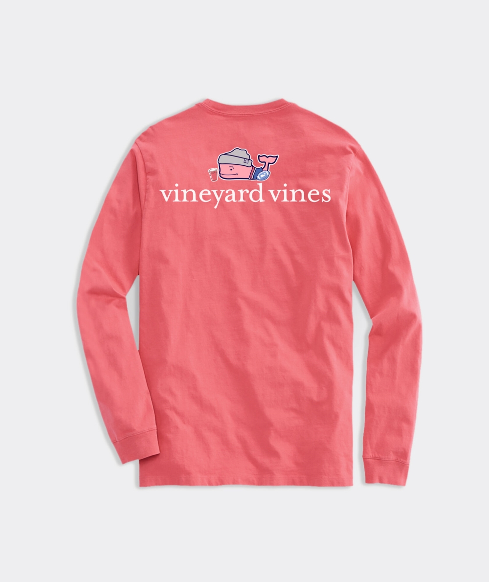 Tops Vineyard Vines Tailgate Whale Long-Sleeve Pocket Tee Rojos | 904536VPR