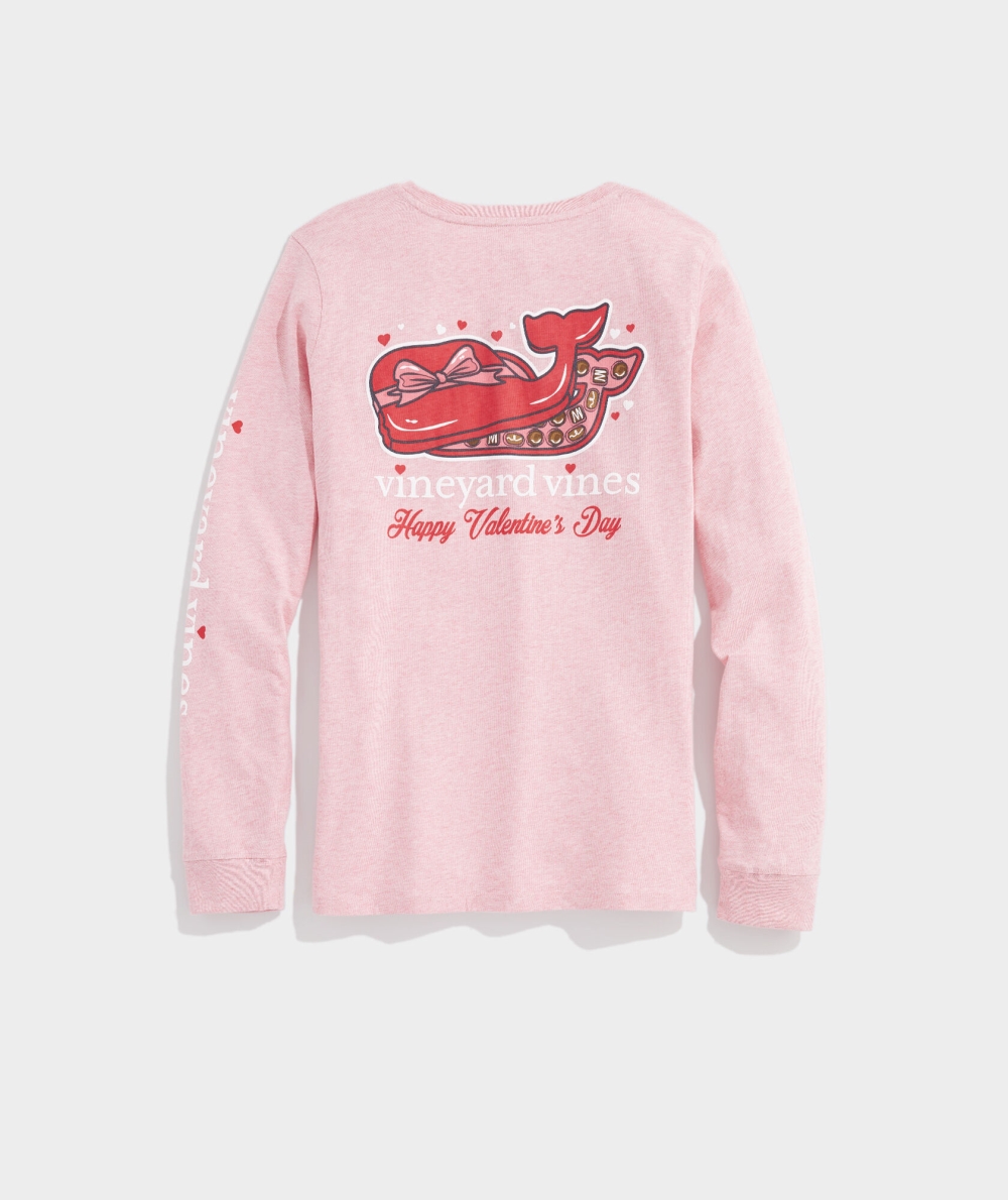 Tops Vineyard Vines Whale Chocolate Box Long-Sleeve Pocket Tee Rosas | 460851WRI