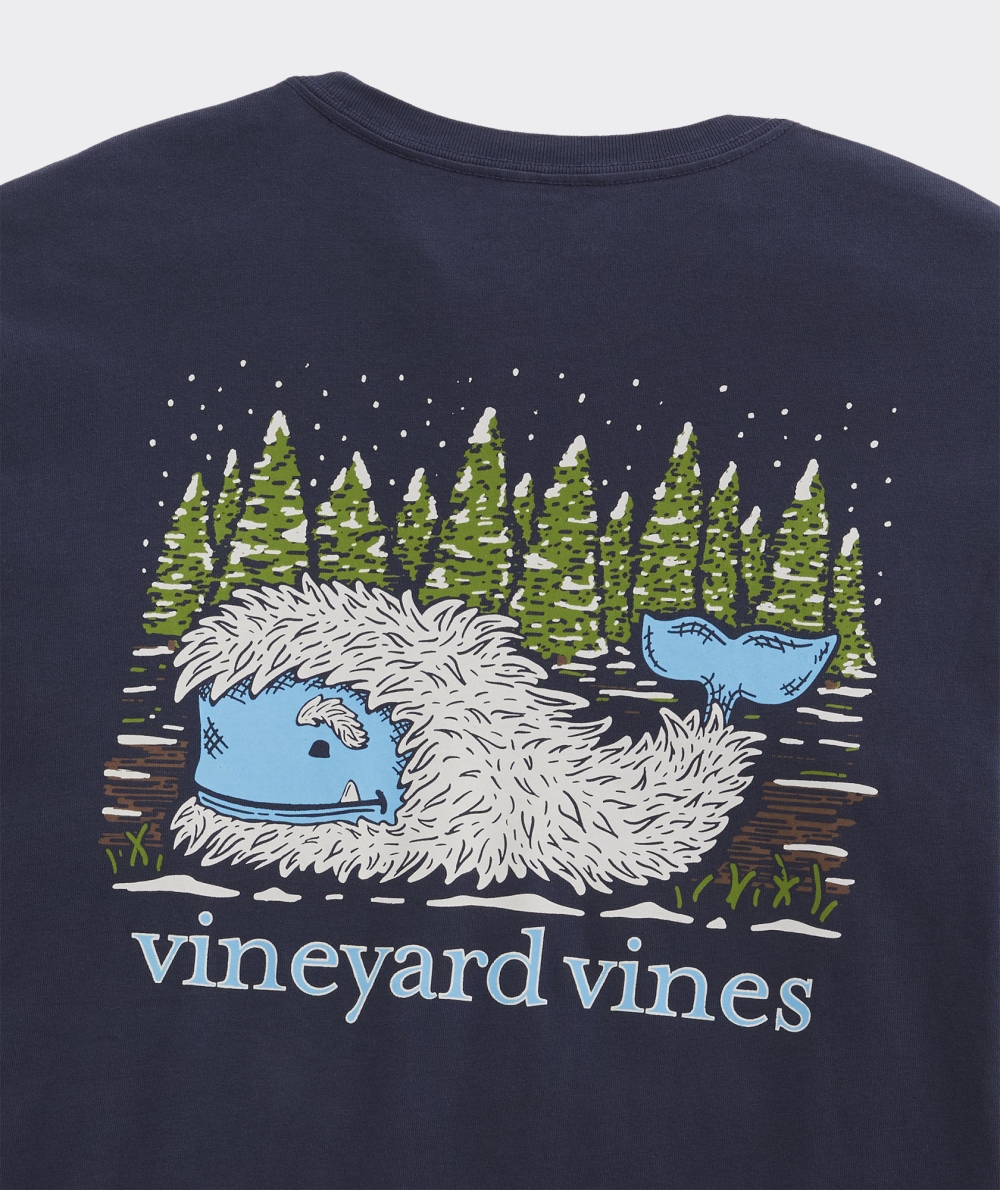 Tops Vineyard Vines Yeti Whale Long-Sleeve Pocket Tee Azules | 068429SHO