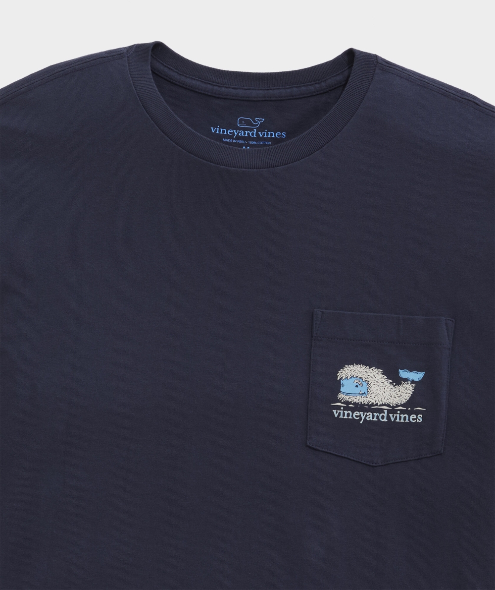 Tops Vineyard Vines Yeti Whale Long-Sleeve Pocket Tee Azules | 068429SHO