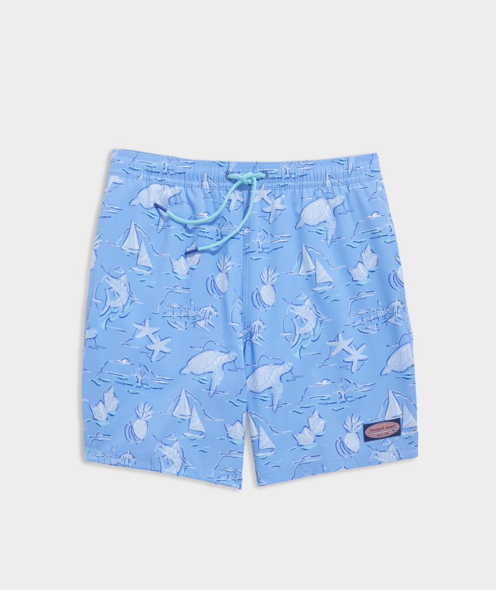 Trajes De Baño Vineyard Vines 7 Inch Printed Chappy Trunks Turquesa | 603491KJP