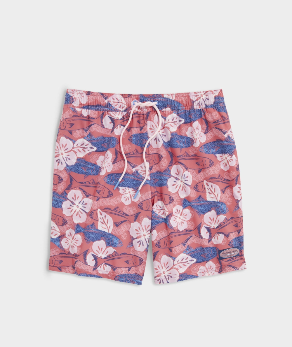 Trajes De Baño Vineyard Vines 7 Inch Printed Chappy Trunks Floral Fish - Lobster Reef | 860179VBY