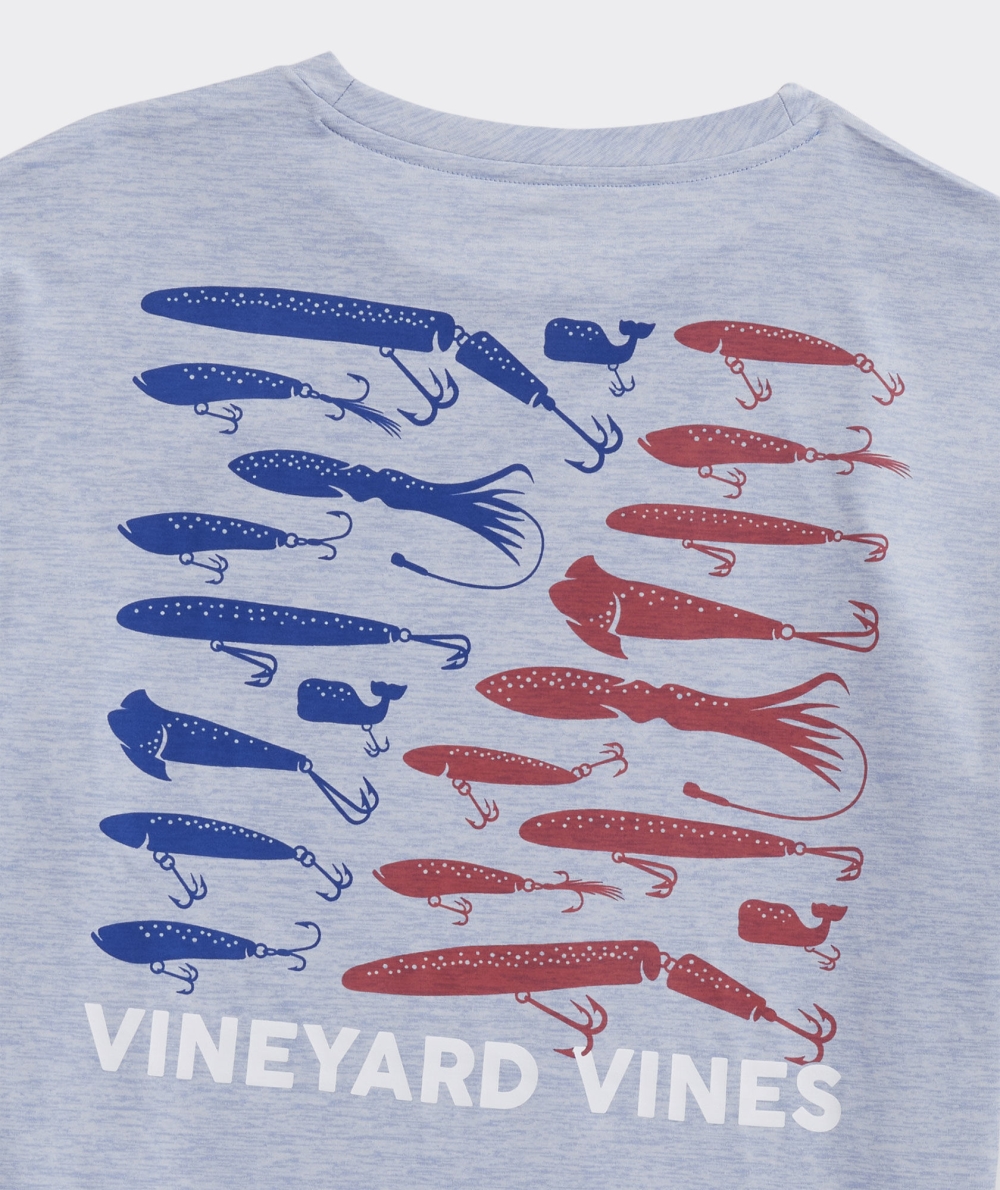 Trajes De Baño Vineyard Vines Americana Lures Long-Sleeve Harbor Performance Tee Blancos | 956207LNU