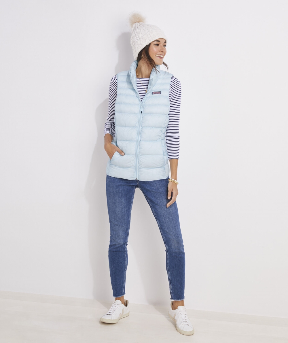 Vests Vineyard Vines Channeled Puffer Vest Ice Water | 291086CAW