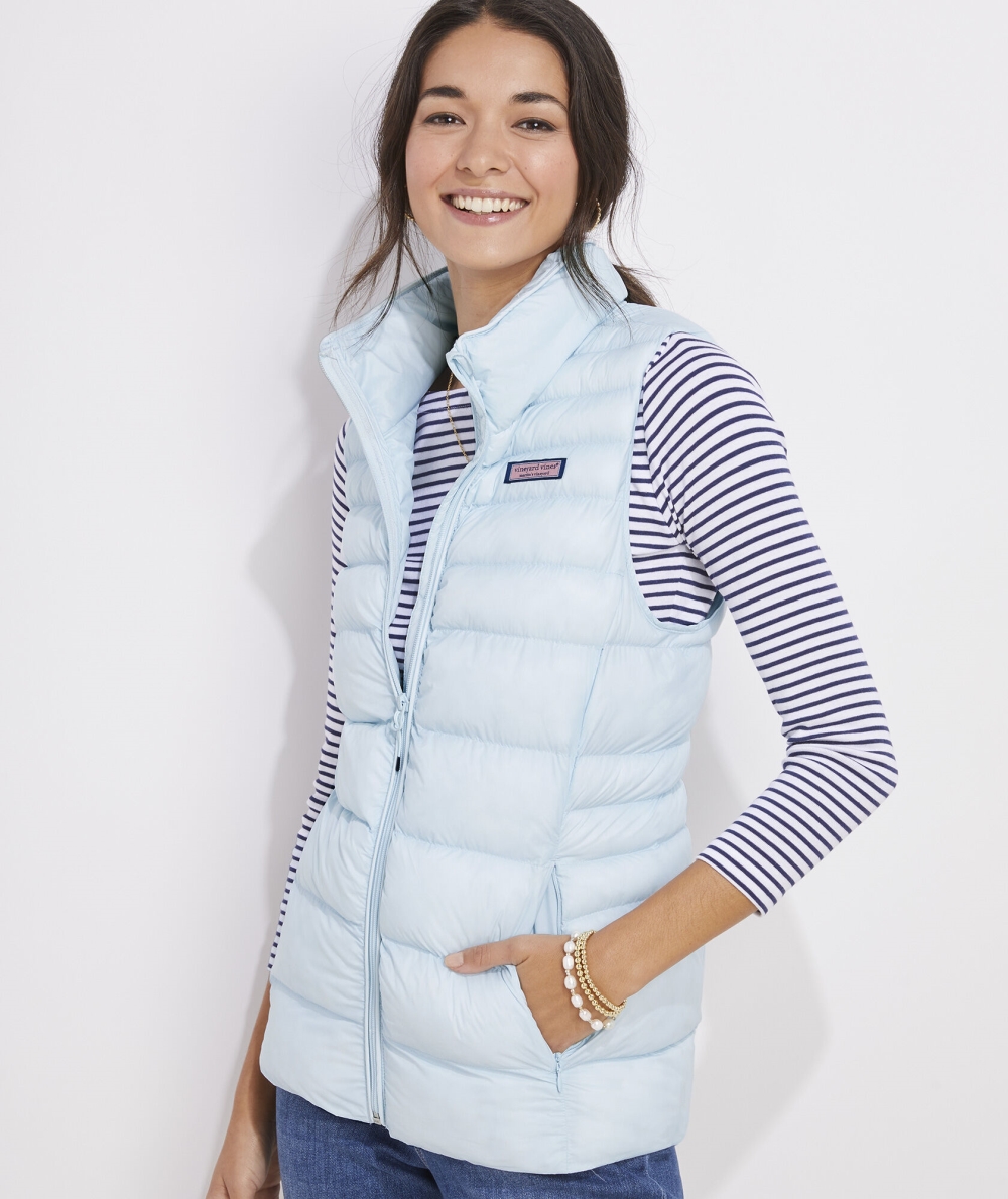 Vests Vineyard Vines Channeled Puffer Vest Ice Water | 291086CAW