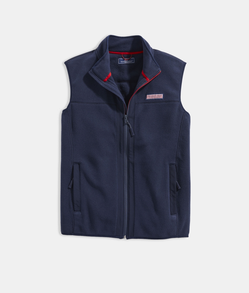 Vests Vineyard Vines Harbor Fleece Vest Azul Marino | 348526YDU