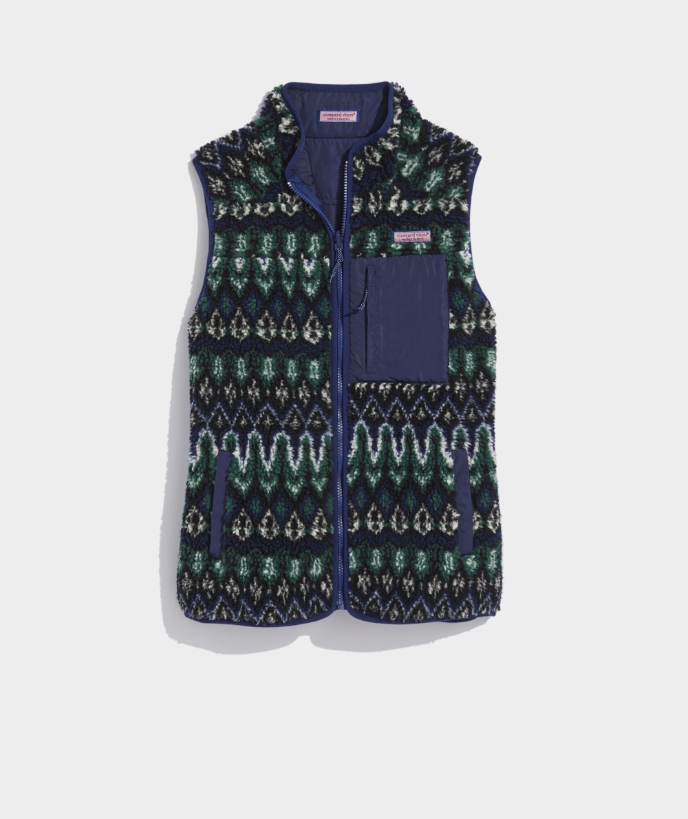 Vests Vineyard Vines Reversible Fair Isle SuperShep™ Vest Azules | 415273YPT