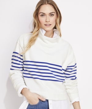 Camisas Vineyard Vines A Rayas Funnel-Neck Pullover Marshmallow | 756810ENW