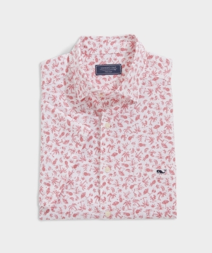 Camisas Vineyard Vines Harbour Toss Printed Corta Sleeve Shirt Blancos | 093247PKC