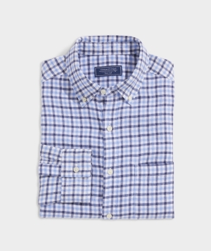 Camisas Vineyard Vines Island Twill Gingham Shirt Ocean Splash | 382109BCZ