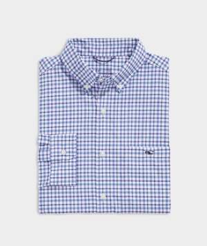 Camisas Vineyard Vines On-The-Go Nylon Check Shirt Azules | 489316KXW